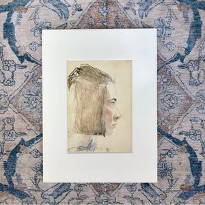 Vintage Art Print Pastel Girl’s Portrait 1986